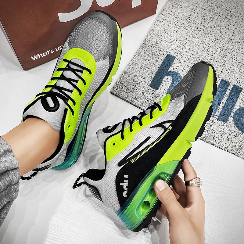 Air Cushion Male Sneakers Breathable Sport Running Shoes Men Lace-up Damping Athletic Gym Training Shoes Fashion Casual Footwear