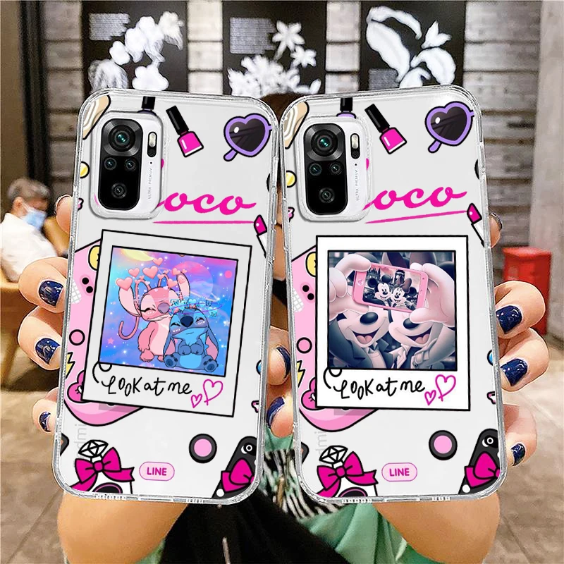 

Lilo Stitch Mickey Minnie Phone Case For Xiaomi Redmi Note 11E 11S 11 11T 10 10S 9 9T 9S 8 8T Pro Plus 5G 7 Transparent Cover