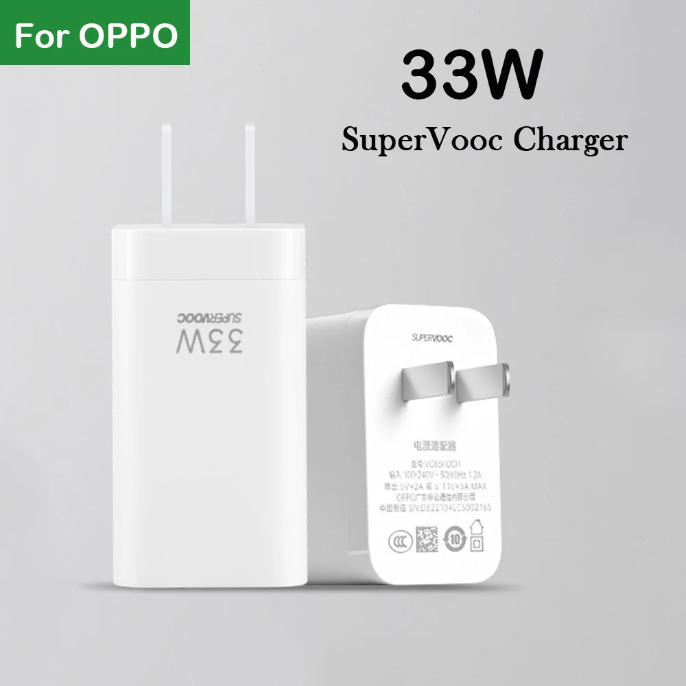 

Оригинальное зарядное устройство SuperVooc 33 Вт, USB-адаптер для супербыстрой зарядки, 6,5a, кабель TYPE-C для OPPO RENO 7SE 8 PRO Find X2 X3 X5 A96 K9X
