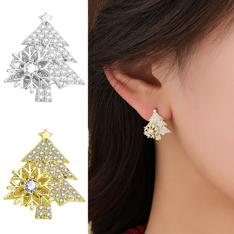 

2022 Xmas S925 Silver Needles Christmas Tree Stud Earrings Shining Zircon Drop Earring Festival Jewelry Gift Women High Quality