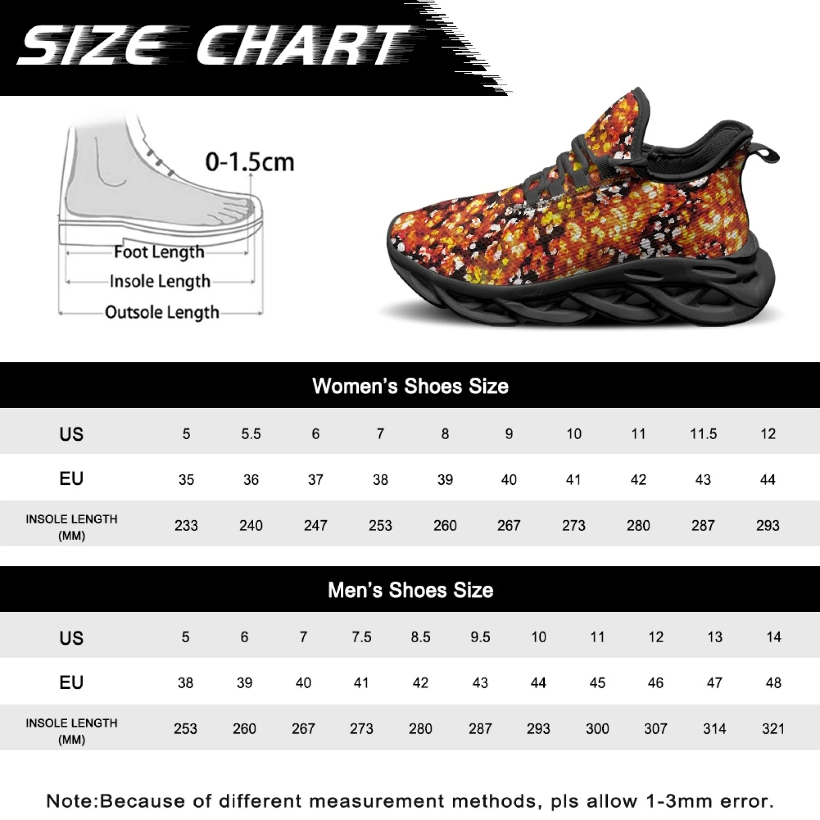 Кроссовки PENSTROLL Orange Yellow Floral Lightweight Blade для взрослых, удобные мужские кроссовки для бега (art.: 3920dcbd45b40) - 3920dcbd45b40