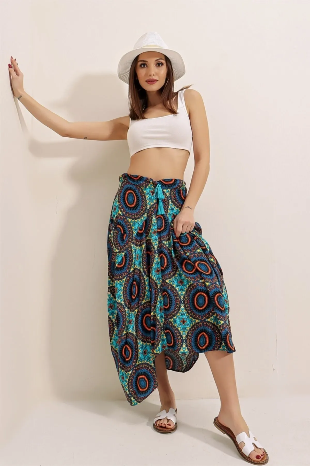 

Women's Skirt Elastic Waist Detailed Pocket Skirt Navy Blue Fashion Summer Elegant Female Skirt Navy Blue Fashion Summer Elegant Female Skirt