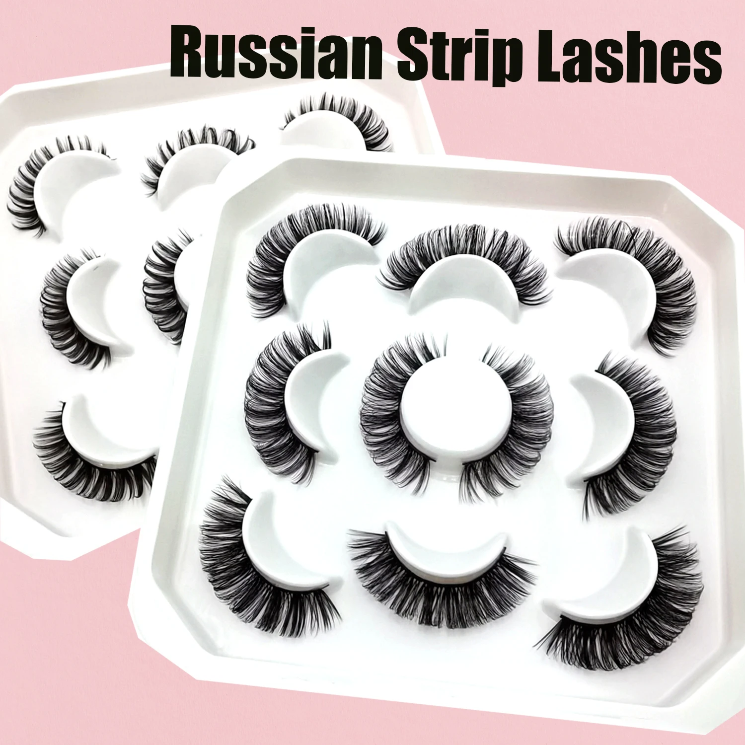 

3D Faux Mink Lashes Natural Soft Wispy Lash Cross Strip Eyelash Extension False Eyelashes Russian Strip Lashes DD Curl