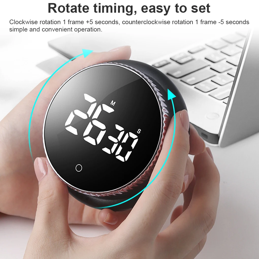 

Kitchen Timer Magnetic LED Digital Timer Manual Countdown Alarm Clock Mechanical Cooking Timer Cooking Shower Study Stopwatch