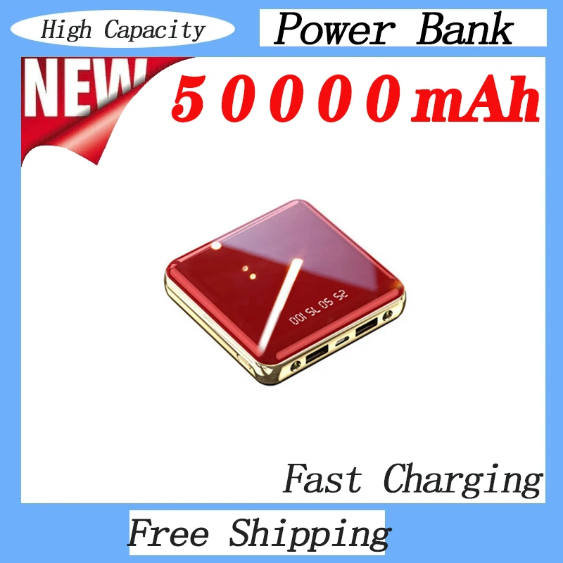 

Mini 50000mAh One-way Fast Charging Power Bank with Dual USB Port Outdoor External Battery PowerBank Portable for Samsung Xiaomi