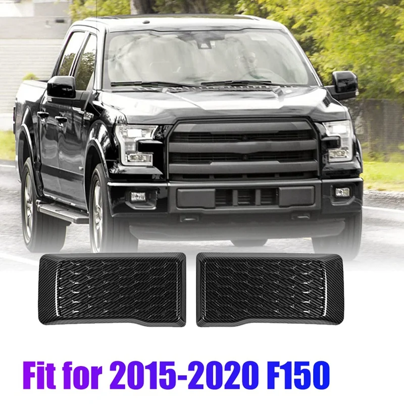 

1Pair Carbon Fiber Front Bumper Guard Pads Cover Lid Trim Parts For Ford F150 2015-2020 Replacement Exterior Left & Right