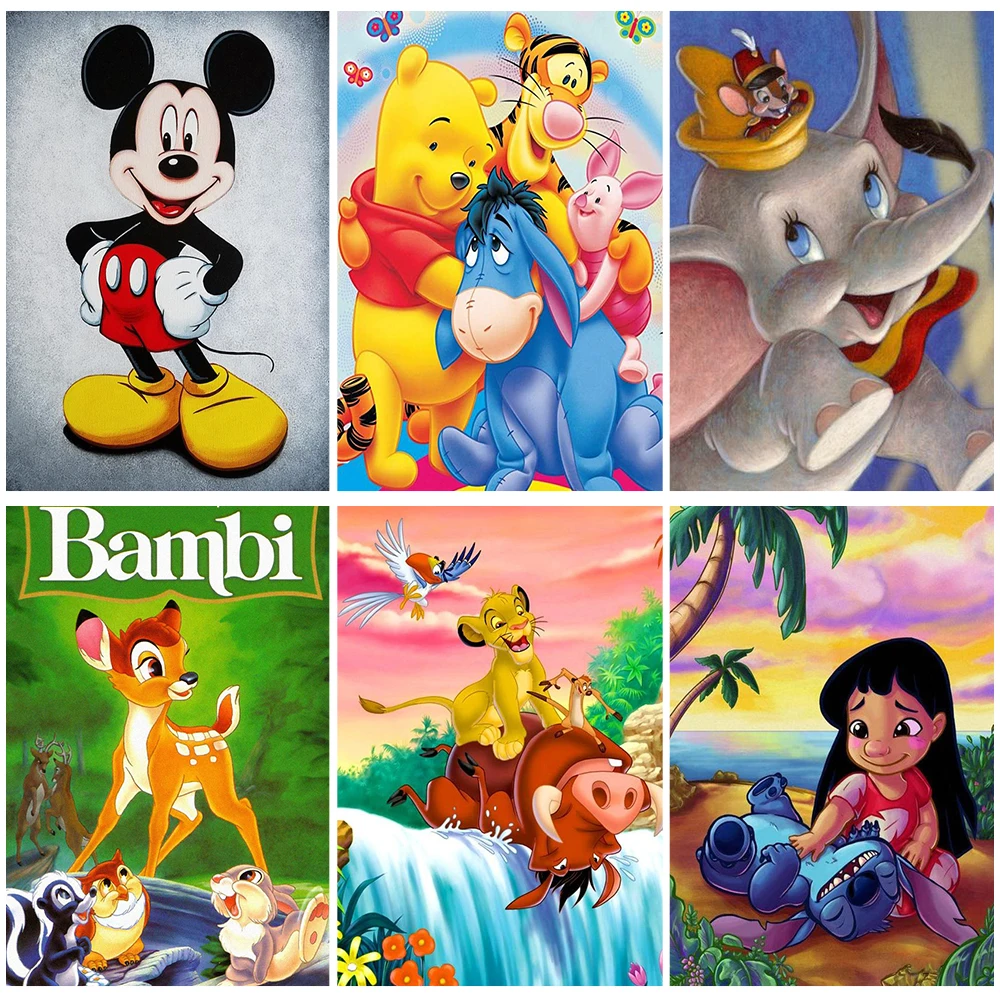 

Disney 5D DIY Full Diamond Painting Cartoon The Lion King Winnie the Pooh Mosaic Animal Embroidery Kit Home Wall Decor Gift