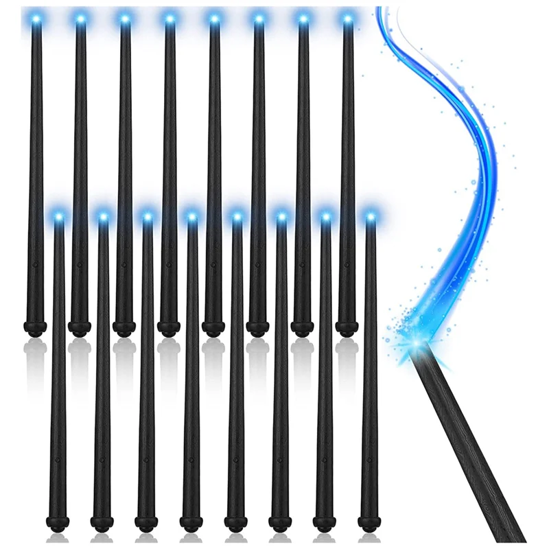 

16Pcs Light Up Magic Wands Sound Toy Wizard Wands Illuminating Wizard Wands for Halloween Cosplay Masquerade(Black)