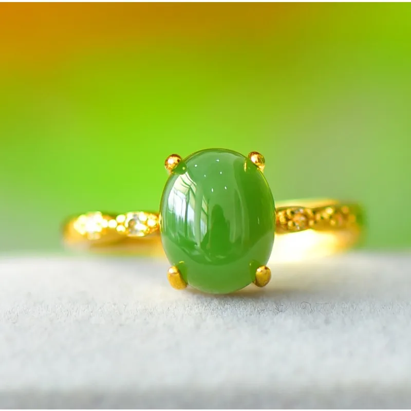 Изысканное модное кольцо из натурального нефрита Хэтянь инкрустированное медью