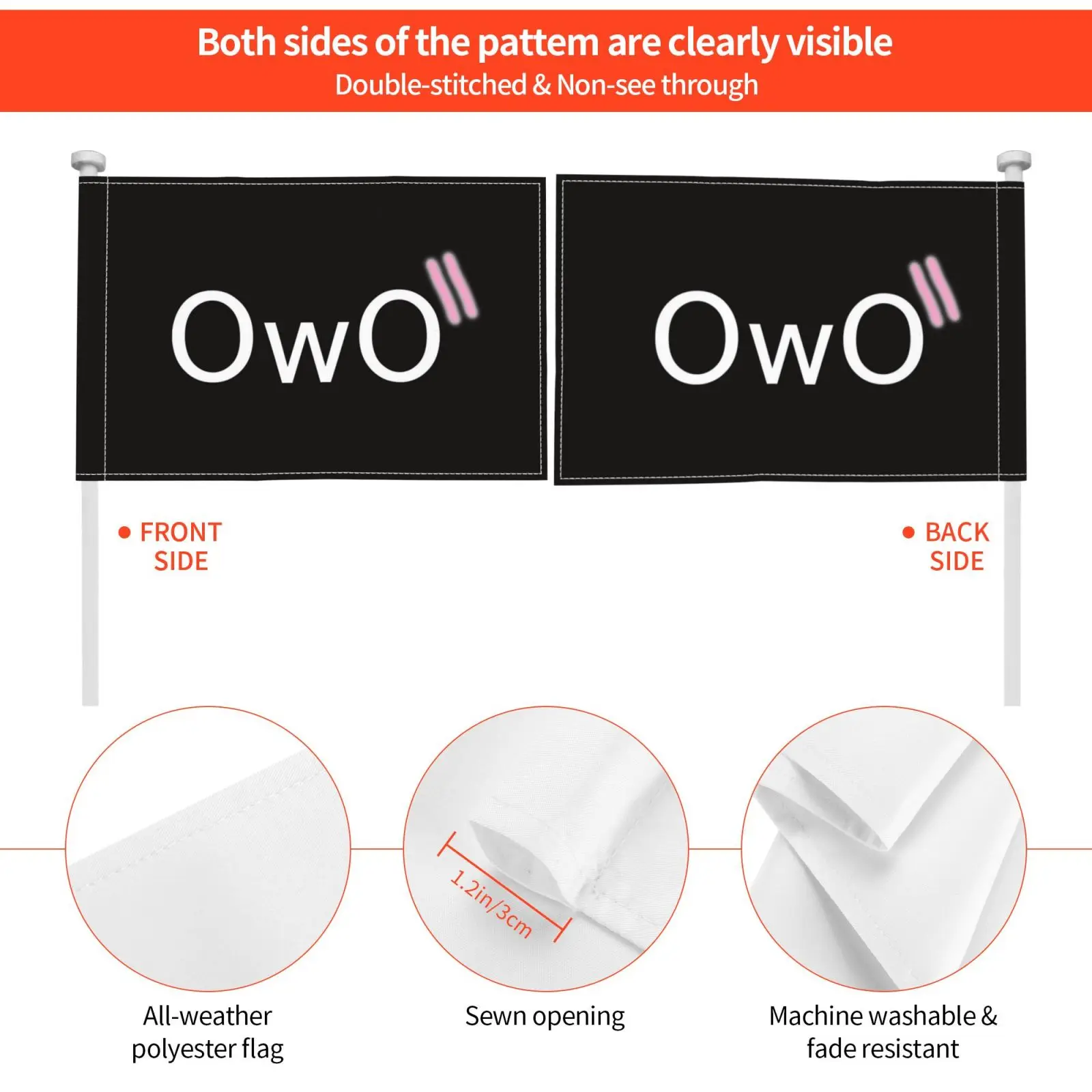 Kawai Owo Emote лицевой рот Черный наружный декор флаг автомобиля карантин новый