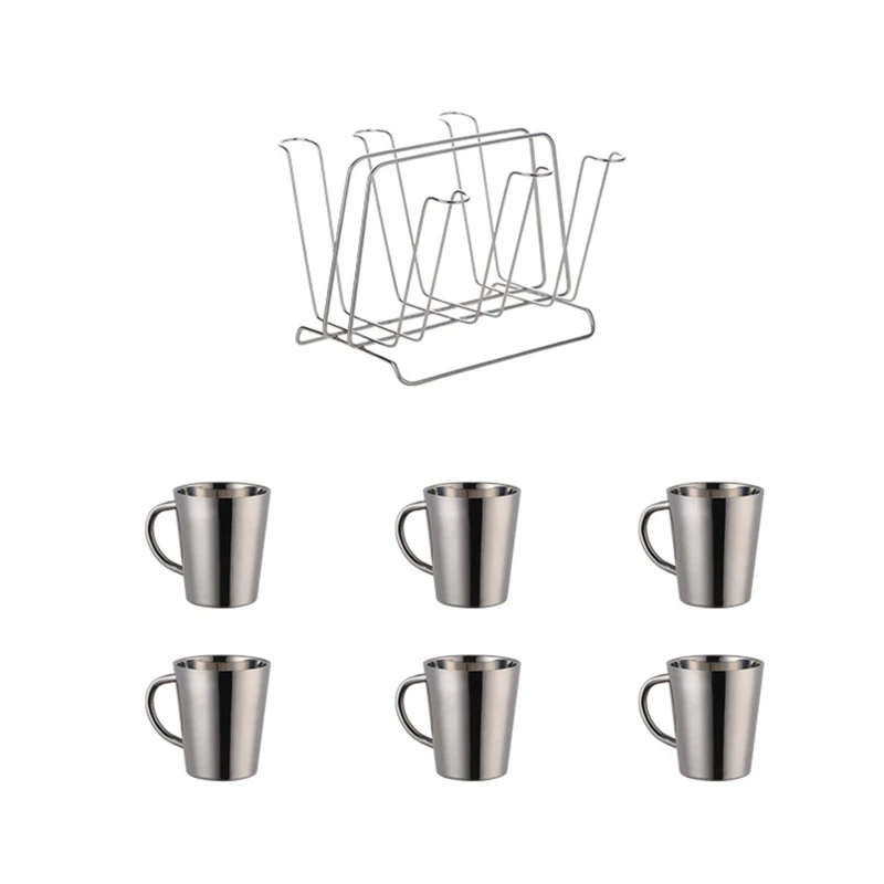 

Посуда для напитков из нержавеющей стали, кофейная кружка, портативные чашки для молока и чая с держателем для чашки, Настольная еда, десерт...