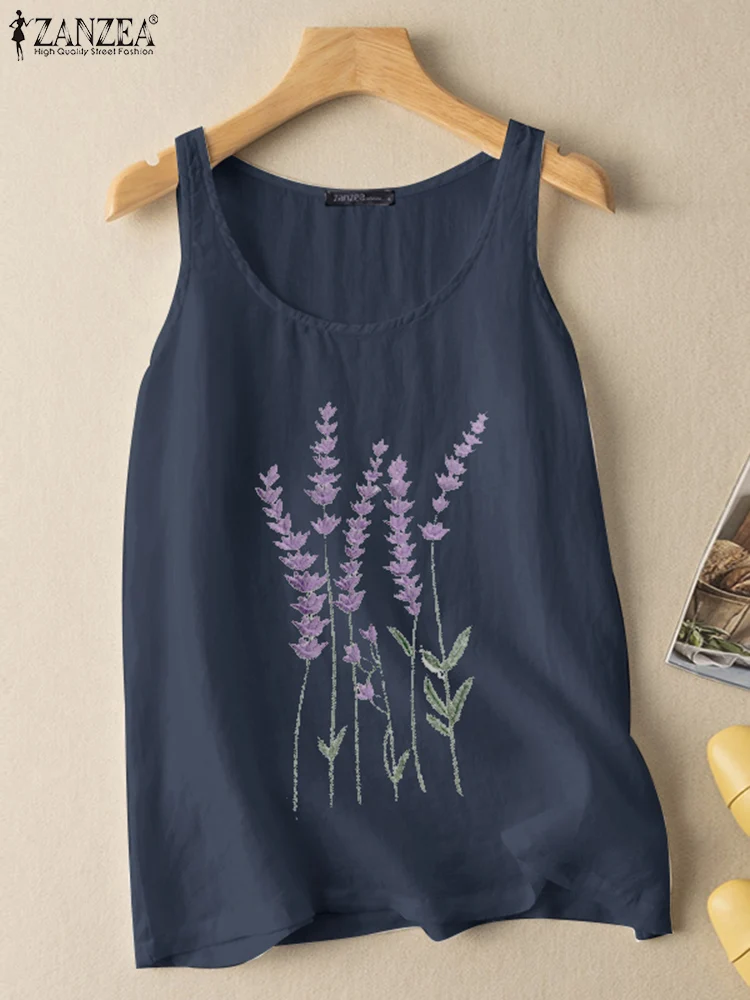 

Summer Sleeveless Floral Blouse ZANZEA Women Vintage Embroidery Tanks Tops Retro Cotton Blusas Femme Beach Camis Causal Shirt