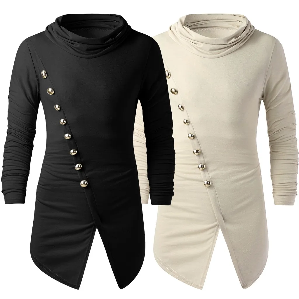 

Men Pullover Asymmetrical Punk Hip Hop Button Hoodie Gothic Streetwear Men Harajuku Nightclub Stage Cloak Sweatshirt Male Blusas