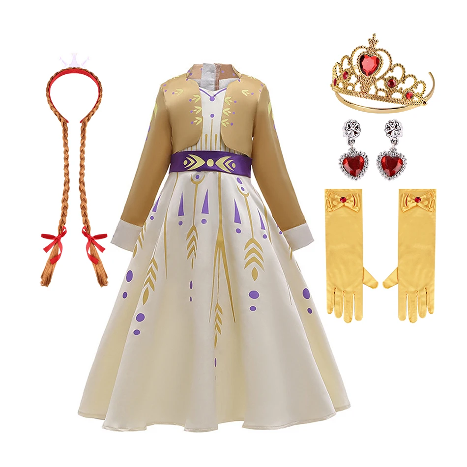 

Anna Princess Clothes for Girls Toddler Kids Spring and Autumn 2022 Cosplay Party Bubble Lady's Dress