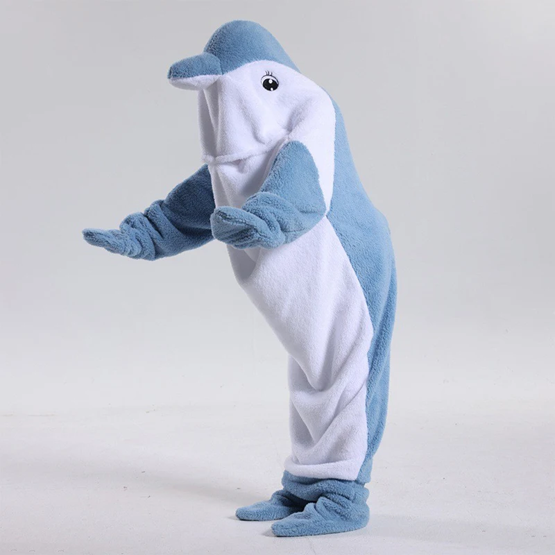 Флисовый костюм дельфина для взрослых и детей длинный комбинезон с длинным