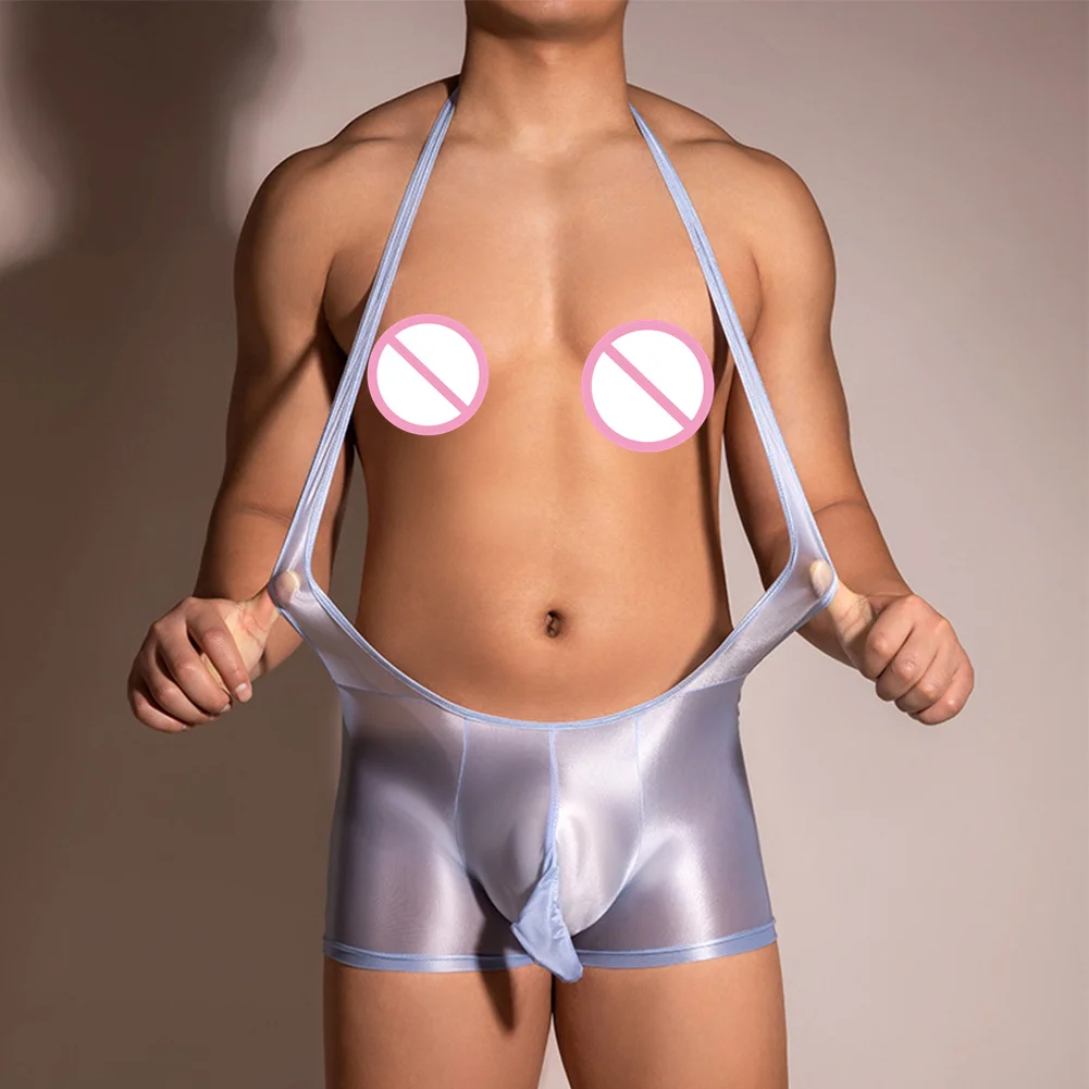 

Mens Backless Bodysuit Long Elephant Nose Leotard Wrestling Elastic Swimwear Shiny Glossy Underwear Erotic Gay Exotic Jumpsuit