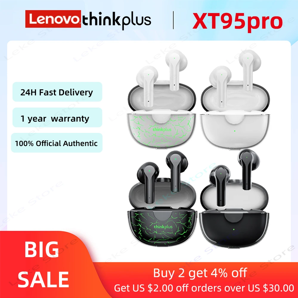 Bluetooth-наушники Lenovo XT95 Pro водонепроницаемые с микрофоном