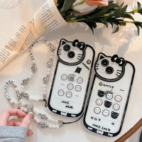 smile bear 3d hello kitty camera protect phone case for iphone 11 12 13 pro max mini x xs xr 7 8 plus bracelet transparent cover