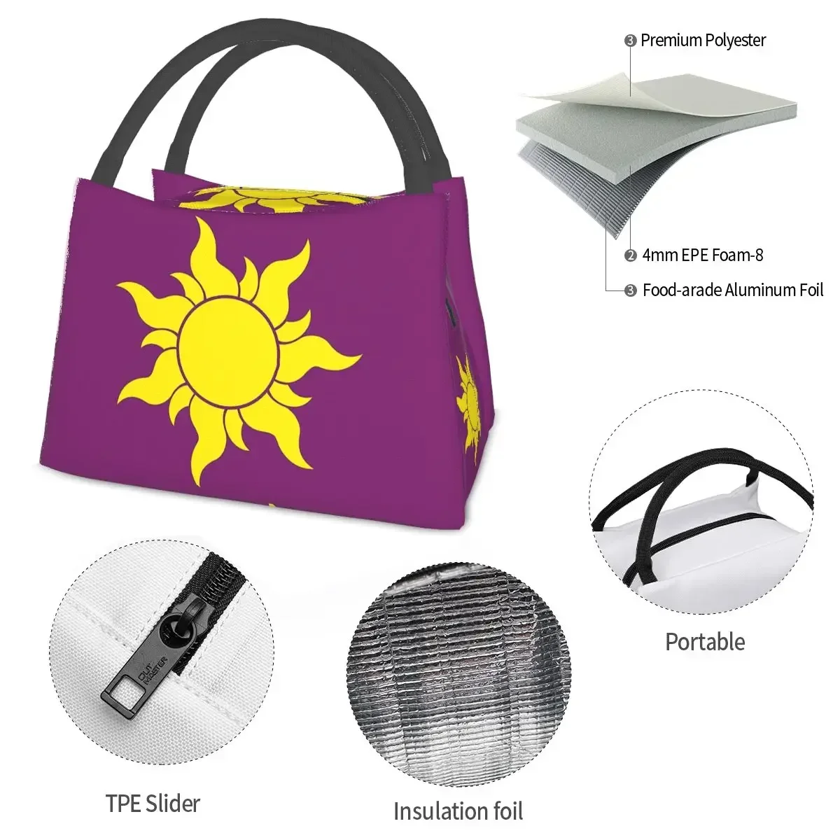 Сумка для ланча Rapunzel Sun изолированная коробка бенто Герметичная сумка сумки