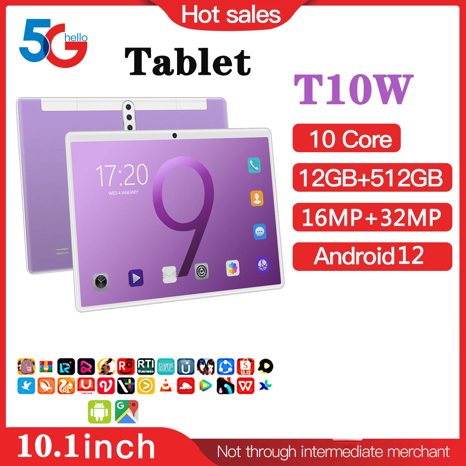 

10,1-дюймовый Планшет Φ, Google play, 12 Гб 10,1 Гб планшет t10w, 512 мАч, IPS прошивка с боковой клавиатурой Android 10