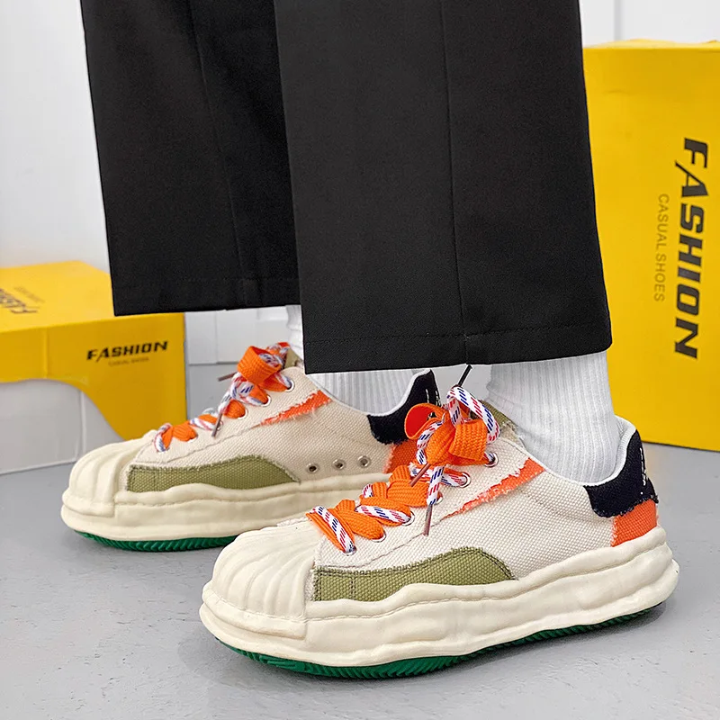 

Кроссовки мужские в стиле Харадзюку, повседневные холщовые кеды на платформе, на вулканизированной подошве, дизайнерские кеды для скейтбор...