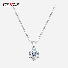 OEVAS 1 Carat Real Moissanite Pendant Necklace For Women Top Quality 100% 925 Sterling Silver Wedding Party Bridal Fine Jewelry