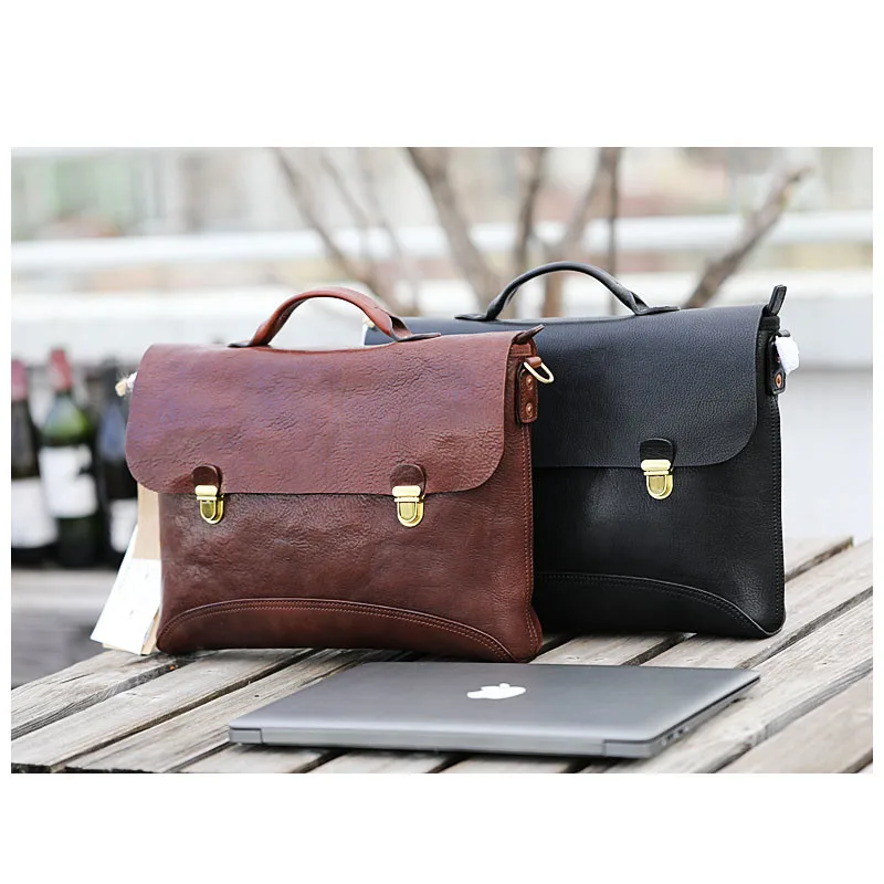 PNDME Vintage Fashion Luxury Designer Natural genuine Leather Men briefcase Outdoor Work Lawyer Office notebook computer bag