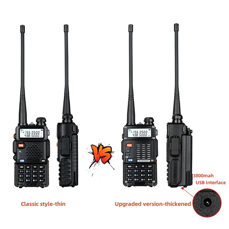 BAOFENG BF-F8HP 8-Watt Dual Band Two-Way Radio (136-174MHz VHF & 400-520MHz UHF)walkie talkie 3800mAh,USB rechargeable battery