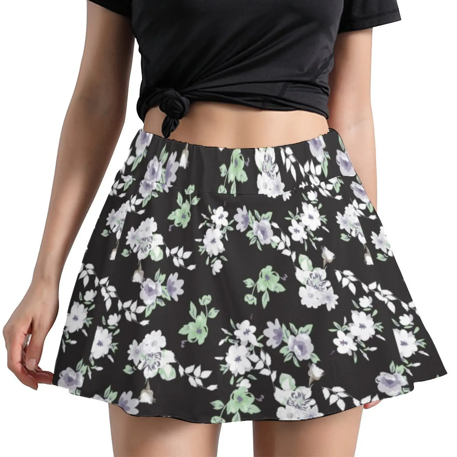 

Daisies Trendy Skirt Female Flowers Print Kawaii Mini Skirts Summer Korean Fashion High-waisted Oversized Casual A-line Skirt