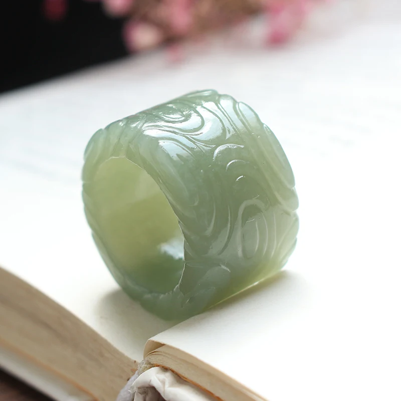 Кольцо из натурального белого нефрита hetian ручная работа скульптура