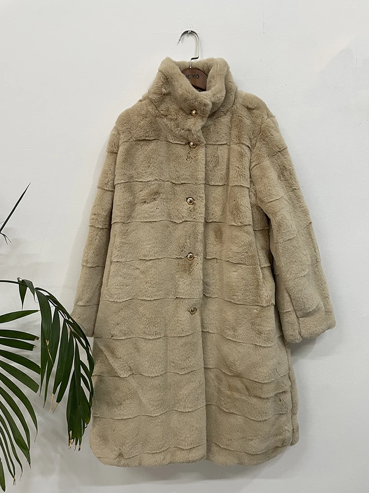 UCXQ Элегантное женское пальто из искусственного меха нежное свободное