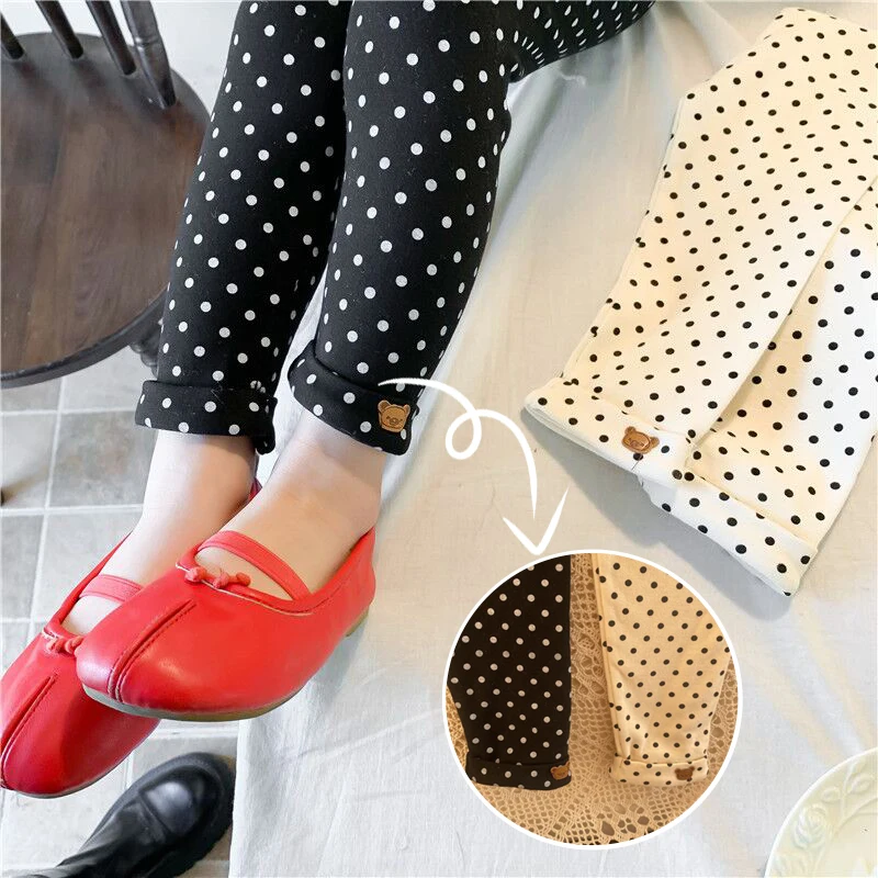 

Baby Pantyhose Polka Dots Kid Girls Legging Cute Bear Printed Bottoms Outfits Spring Outdoor Trousers Casual Elastic Waist Pants