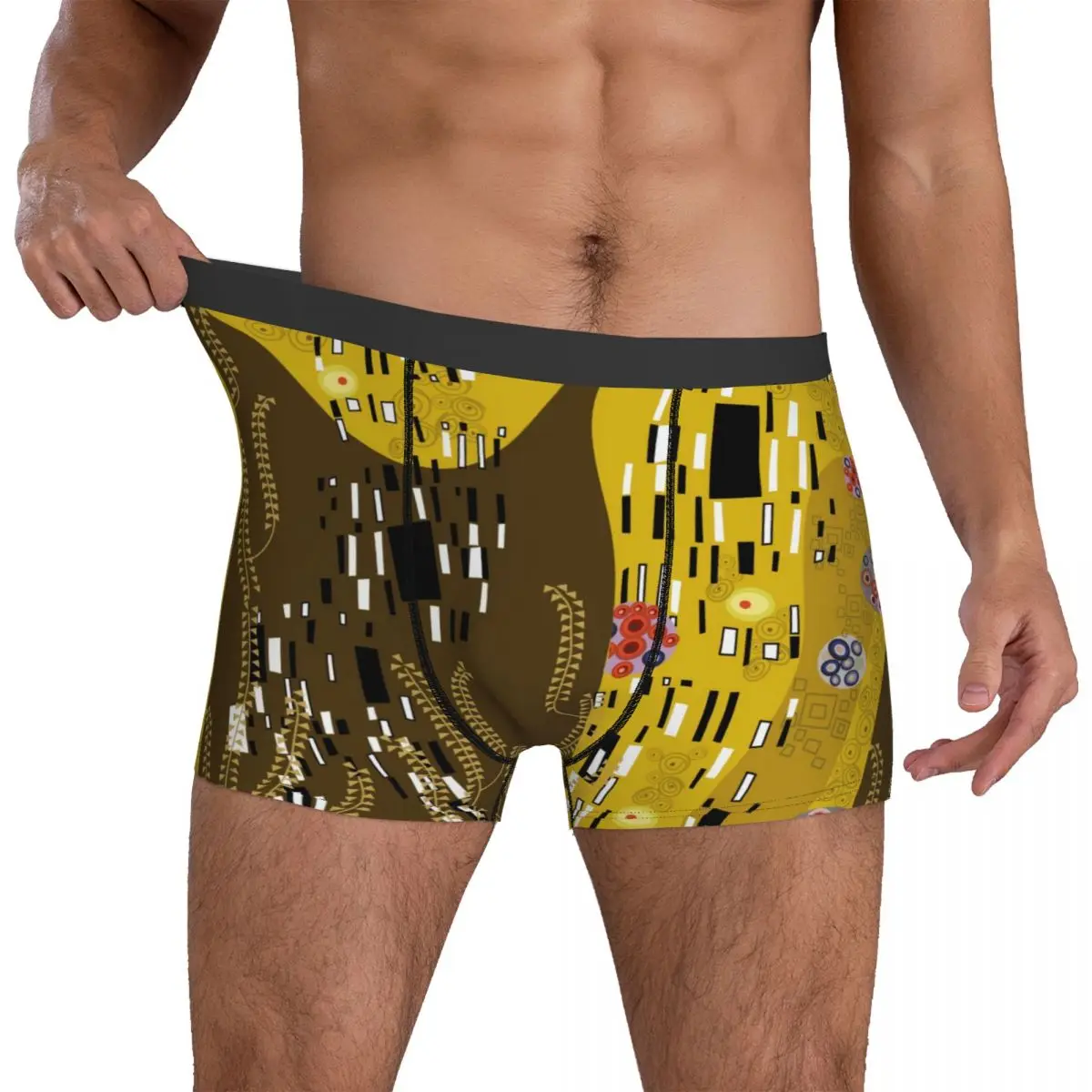 

Gustav Klimt Inspired Underwear Nouveau The Kiss Men Shorts Briefs Stretch Boxershorts Trenky Design Plus Size Underpants