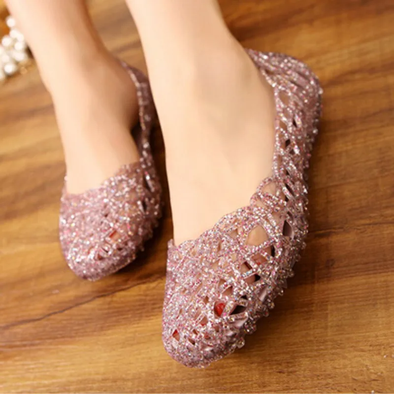 

2023 New Sandals For Women Summer Jelly Shoes Hollow Out Flat With Shoes Plastic Sandals Ladies Fashion Shoes