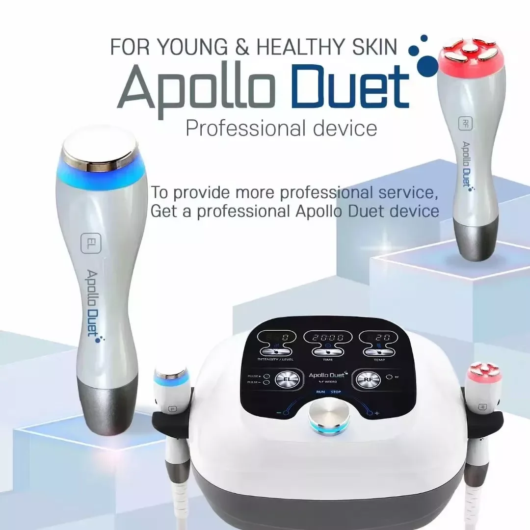 

NEW2023 APOLLO DUET מכשיר למיצוק העור RF Skin Tightening Device Pore Minimization Anti-Aging D COOL Cryo Facial C