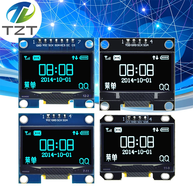 Органический светодиодный модуль 1,3 дюйма, SPI/IIC I2C, цвет белый/синий, 1,3x64, 1,3 дюйма, органический светодиодный ЖК-дисплей