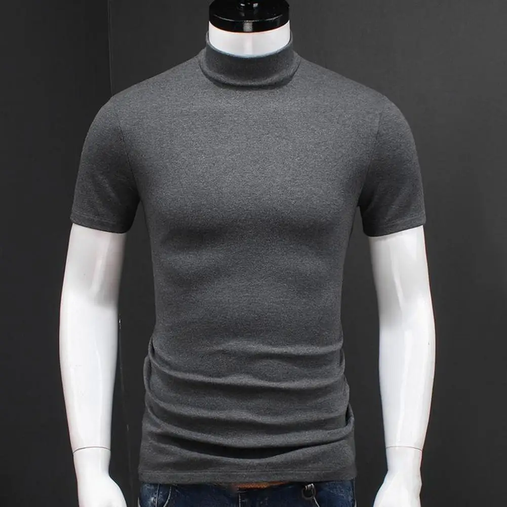 

Футболка мужская однотонная тонкая, Воздухопроницаемый мягкий облегающий пуловер с короткими рукавами, легко сочетается с кожей