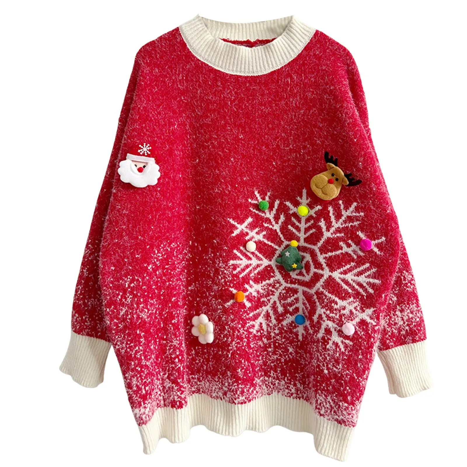 Цветочный Санта-Клаус Лось Рождественская елка Шар 3D Украсить Уродливый свитер