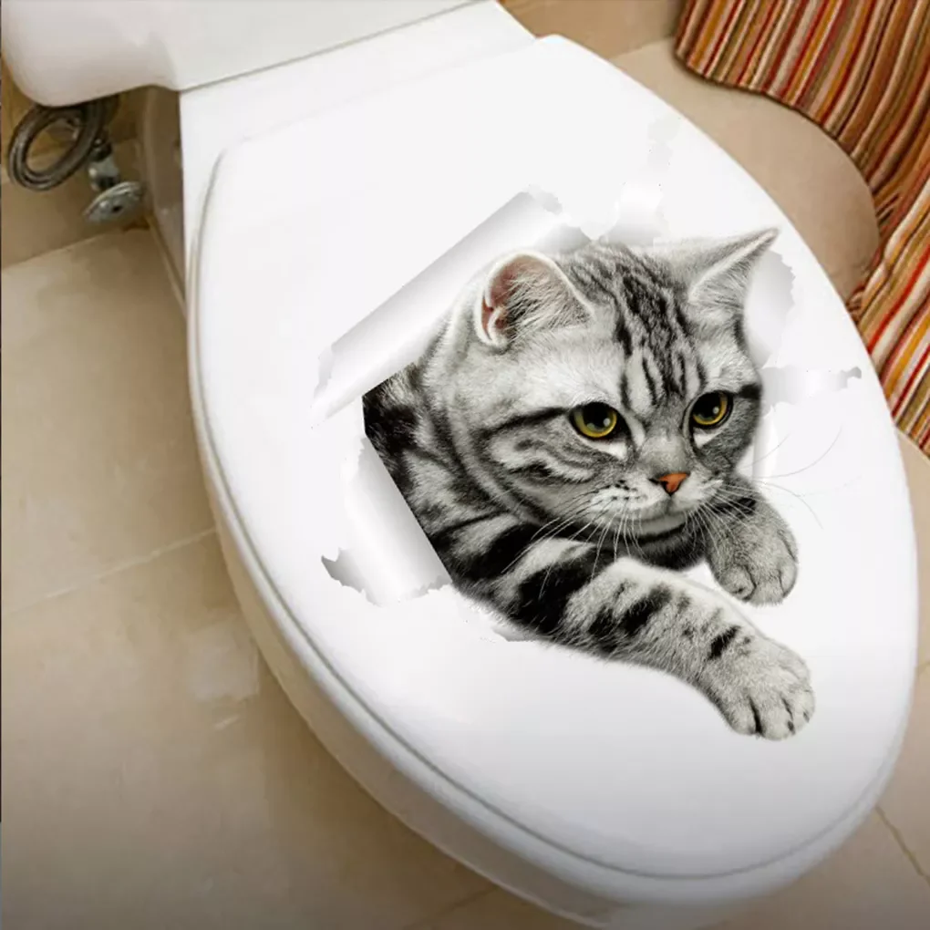 

3D Lovely Pet Self-adhesive Wallpaper Children Living Room Bathroom Toilet Decals Mural Tattoo
