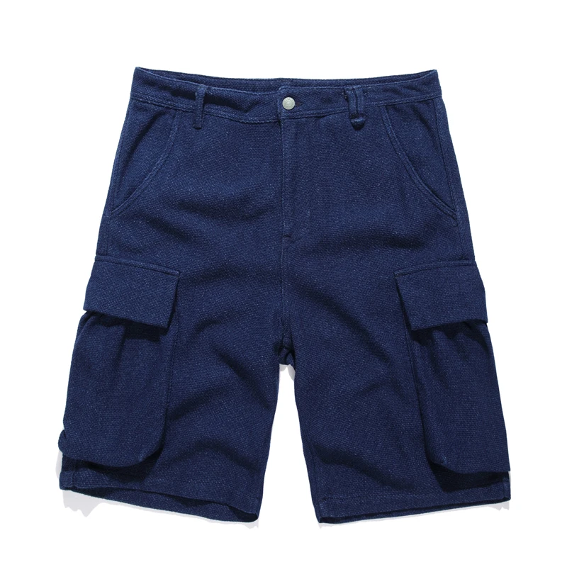 

Sauce Zhan Mens Shorts Casual Shorts for Men Cargo Short Distressed Sashiko Fabric Multiple Pockets VINTAGE 430g
