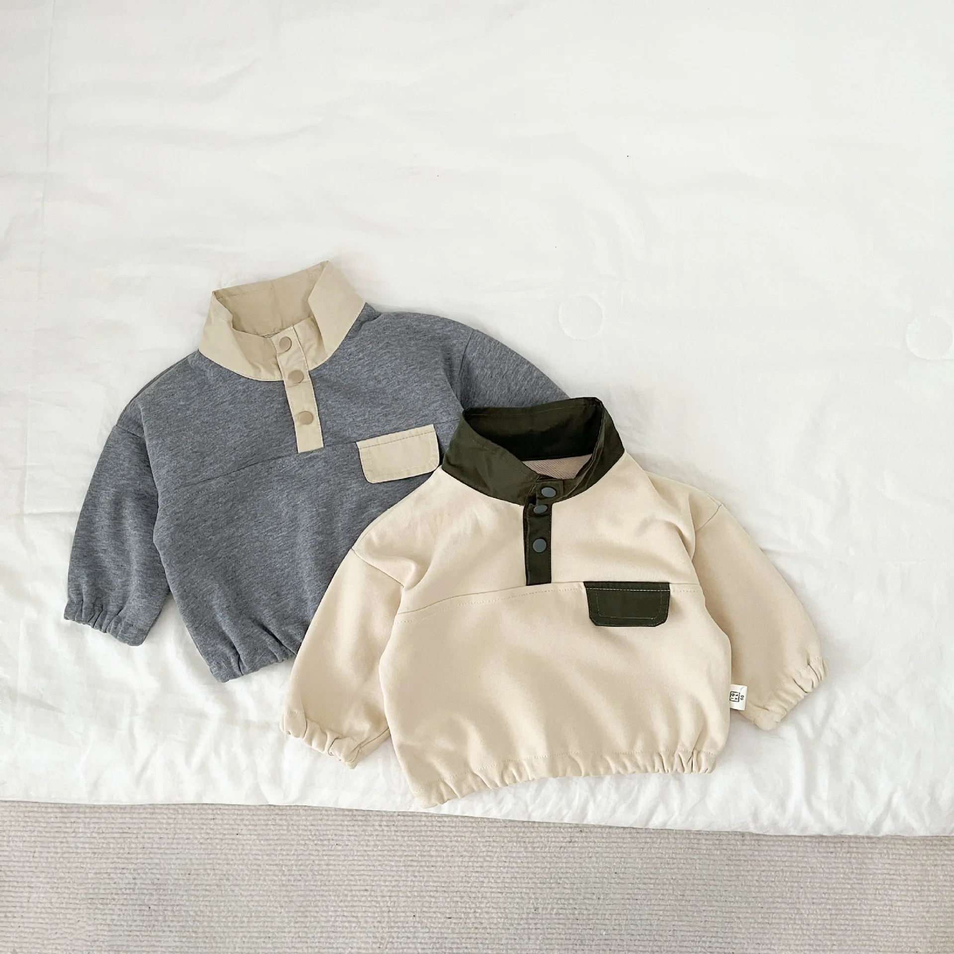 

Autumn New Baby Long Sleeve Standing Collar Sweatshirt Kids Boys Casual Pullover Loose Infant Tops Infant Girl Clothes