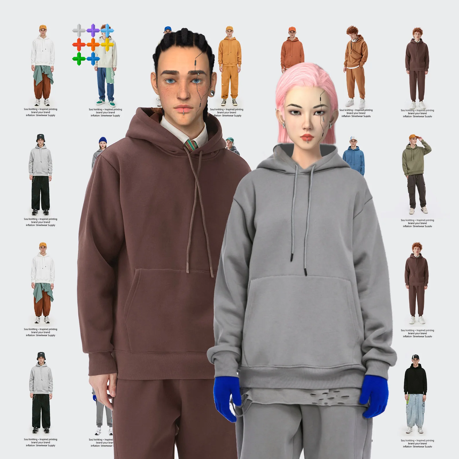 

INFLATION 350gsm Thick Fleece Lined Men's Hoodies High Quality Winter Oversized Blank Hoodies Unisex Warm Sweatshirts