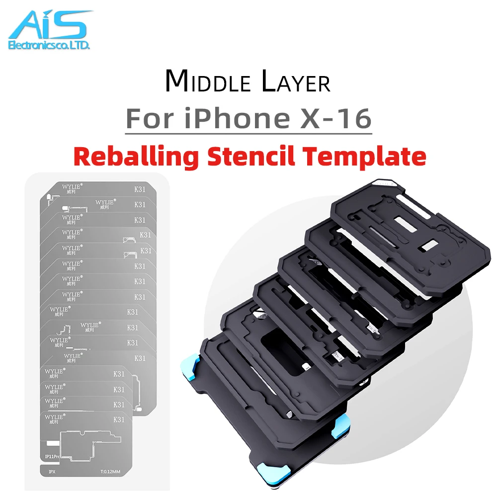 Средний слой трафарет для реболлинга магнитная основа шаблон iPhone X Xs Max XR 11 12 Mini 13