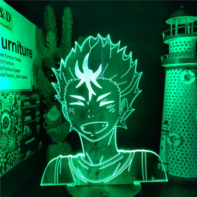 Haikyuu Anime 3d Night Light - Shoyo Hinata Tobio Kageyama &amp Yu Nishinoya Светодиодные Фигурки С Сенсорным