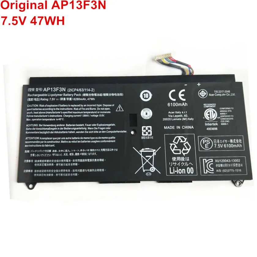 

7.5V 47Wh Genuine AP13F3N Laptop Orignal Battery For Acer Aspire S7-392 S7-393 Series Ultrabook S7-392-5427 S7-393-5853 Lithium