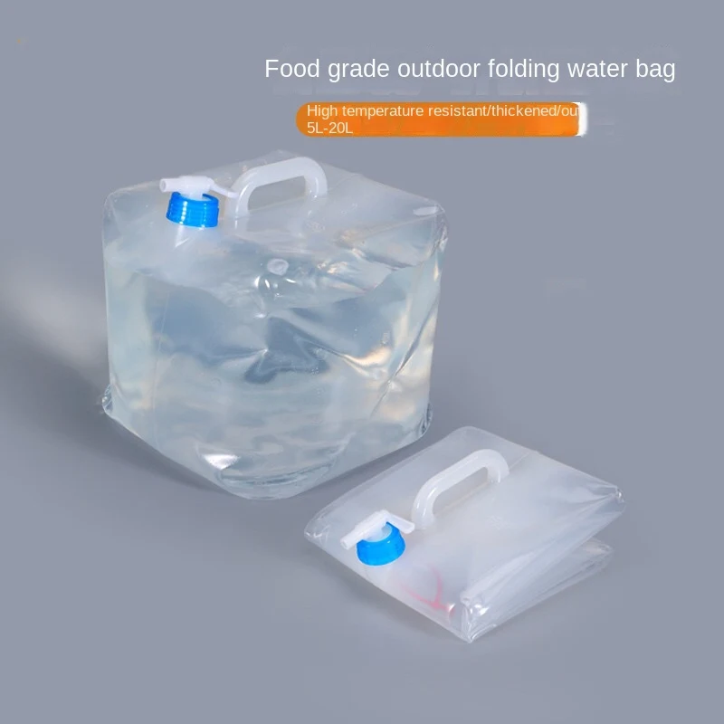 

10L, 20L Collapsible Bucket Water Bag With Lid Faucet For Outdoor Hiking Pool Step Sandbag Reusable Portable Folding Container