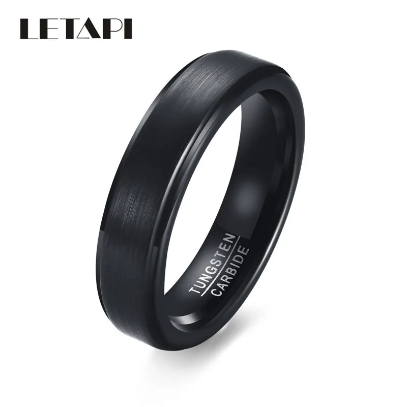 Кольцо LETAPI из карбида вольфрама для мужчин и женщин обручальное кольцо черного