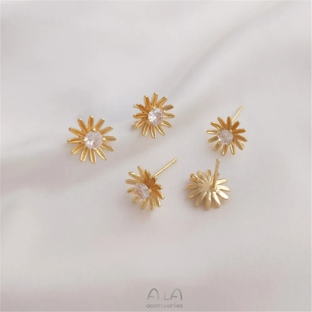 

14K gold plated geometric heart frame with ring earrings 925 silver needle earrings Diy love earrings