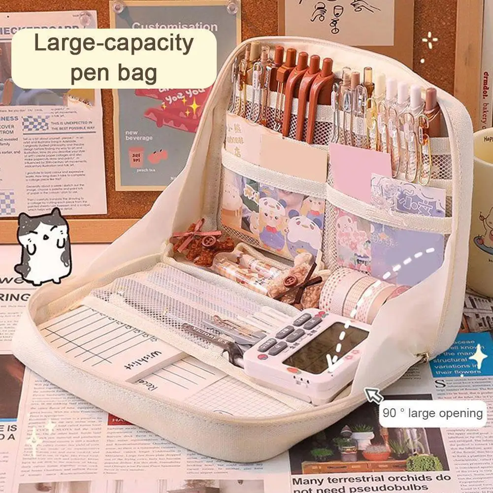 

Junior High School Students Large Capacity Student Makeup Appearance High Level Bag Pen Classification Bag Storage Compartm X5u7