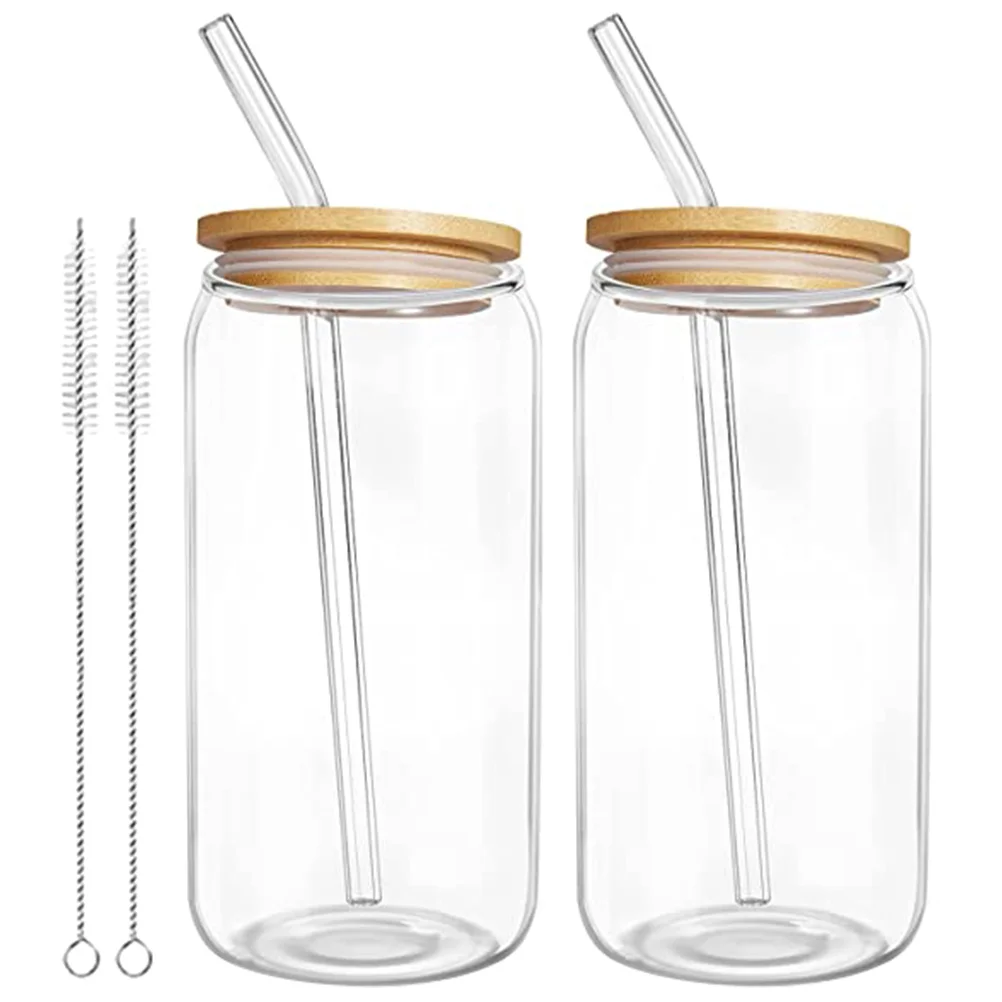 

2 Sets Glass Cup Party Cup Lid Design Cup Clear Bottle